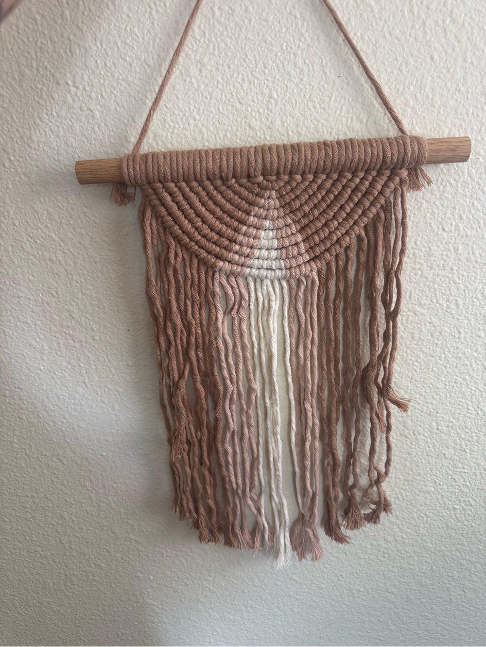 Handmade Dusty Rose and Cream arched Macramé Wall Hanging